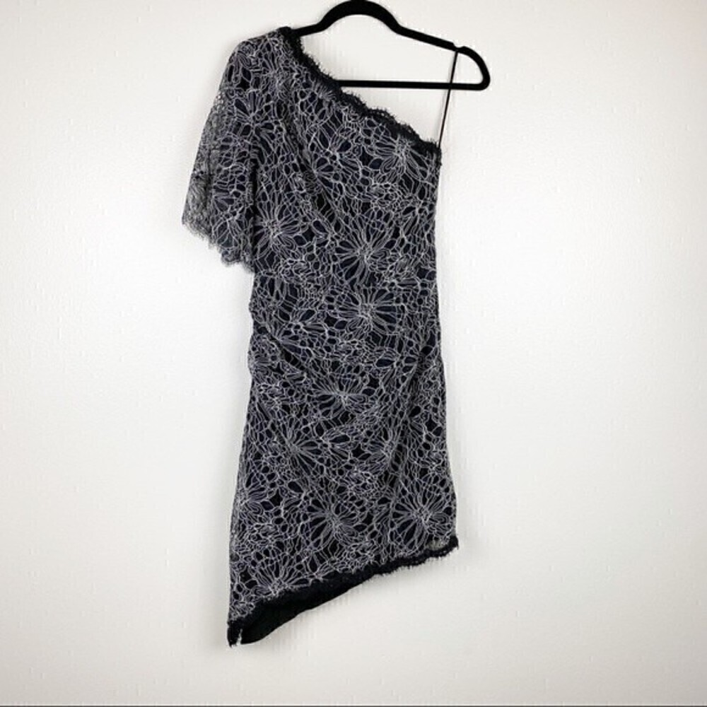 Harlyn Floral One Shoulder Lace High Low Cocktail Dress Black Size S NWT - Picture 4 of 12